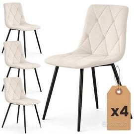 Set di 4 Sedie in velluto trapuntate MILO Beige ga