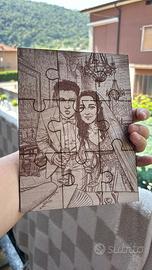 Puzzle in legno personalizzato con incisione laser