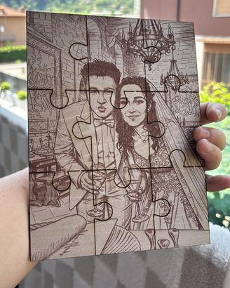 Puzzle in legno personalizzato con incisione laser