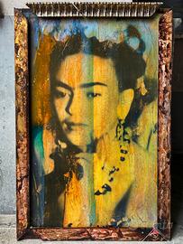Quadro d'artista pop moderno soggetto Frida Kahlo