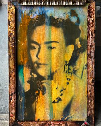 Quadro d'artista pop moderno soggetto Frida Kahlo