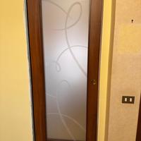 Porta scorrevole legno e vetro satinato - 210 x 80