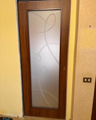 Porta scorrevole legno e vetro satinato - 210 x 80