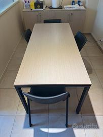 Set tavolo da ufficio con 4 sedie in ecopelle