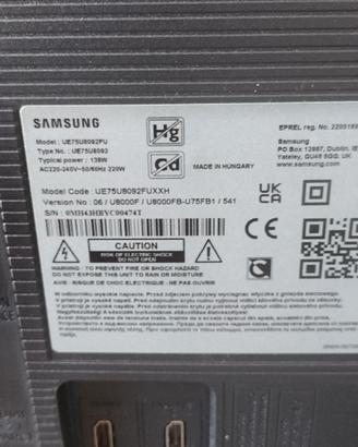 TV Samsung 75 pollici schermo rotto