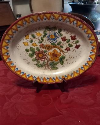 Piatto ovale d'epoca ceramica Deruta