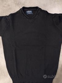 Maglia nera in cotone scollo a V Calliope tg. S