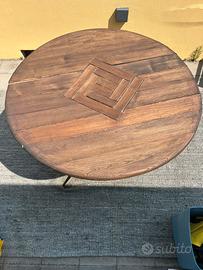 Tavolo rotondo legno e ferro battuto