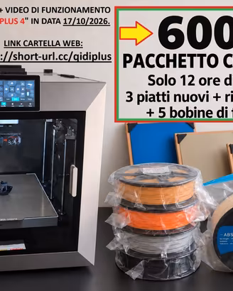 Stampante 3D QIDI Plus4 + 3 PIATTI NUOVI E RICAMBI