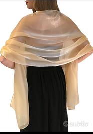 stola coprispalle nude champagne in organza