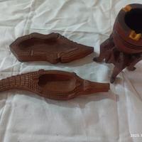 3 posaceneri particolari intarsiati e in legno