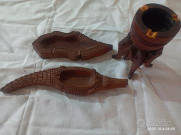 3 posaceneri particolari intarsiati e in legno