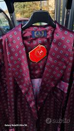 Vestaglia uomo in raso Tg 54 rosso bordeau nuova