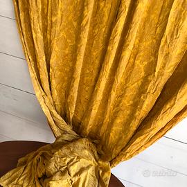 2xTenda Telo Stoffa Vintage Broccato Oro L102xH284