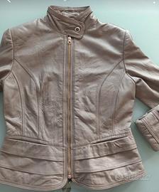 giacca vera pelle tortora 