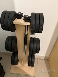 Pesi + porta pesi + panca + tappetino