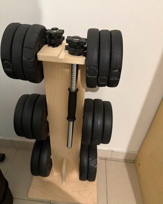 Pesi + porta pesi + panca + tappetino