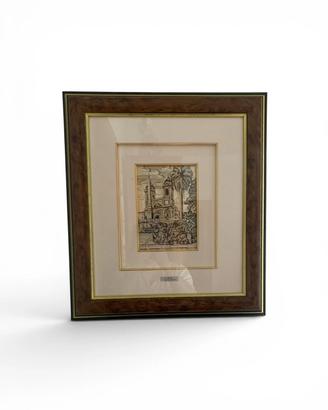 Quadro su lastra argento Trinità dei Monti