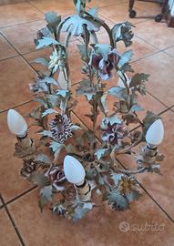 Lampadario ferro stile fiorentino floreale 5 luci