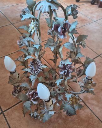 Lampadario ferro stile fiorentino floreale 5 luci