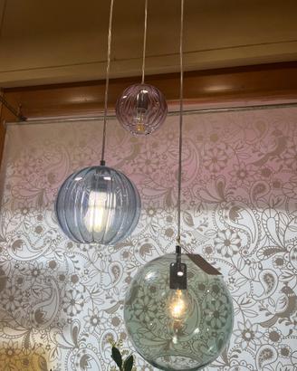 Lampadario FabGlass Trio Sfere Vetro Soffiato
