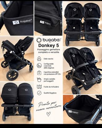 BUGABOO DONKEY 5 GEMELLARE – COMPLETO DI NAVETTE