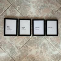 Set 4 quadretti decorativi con cornice nera