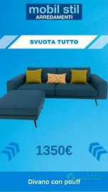 Divano L 220 cm + Pouf  L 95 cm