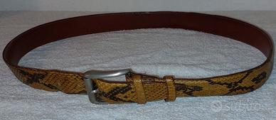 Cintura in pitone marrone chiaro con striature