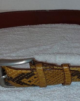 Cintura in pitone marrone chiaro con striature