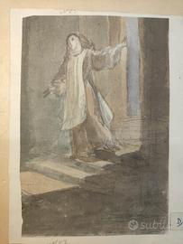Disegno acquarello '800 donna