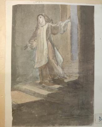 Disegno acquarello '800 donna