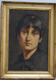 Ritratto di giovane donna - Olio su tela fine '800