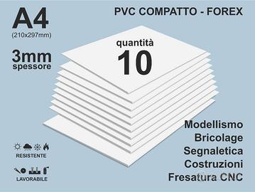 10pz Pannelli in plastica PVC  forex 3mm - dim. A4