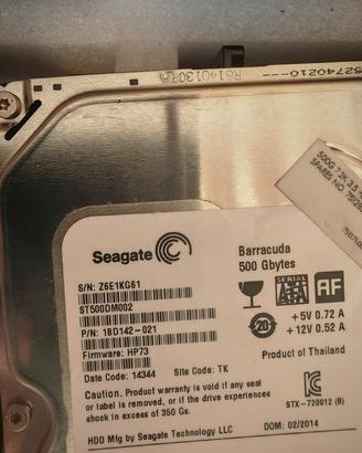 stock informatico hard disk da 500 giga