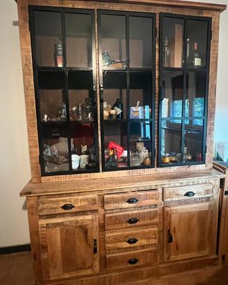 Credenza in legno massello di mango e ferro