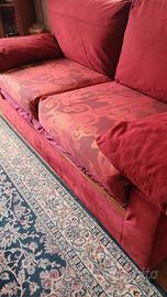 Coppia di divani in alcantara rosso 3P+2P