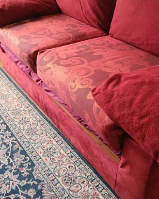 Coppia di divani in alcantara rosso 3P+2P