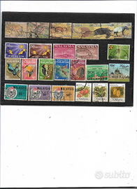 ANNI '60/'70 MALAYSIA N 25 FRANCOBOLLI USATI
