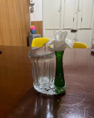 Portapenne in vetro con decorazione floreale