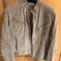 Giacca donna vera pelle scamosciata beige