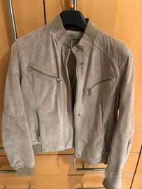 Giacca donna vera pelle scamosciata beige