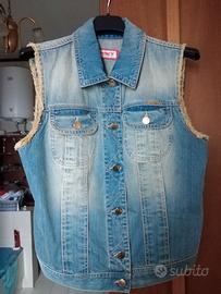 Gilet di jeans Met Taglia M azzurro invecchiato