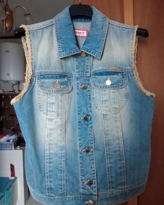 Gilet di jeans Met Taglia M azzurro invecchiato