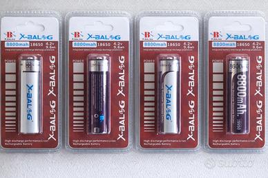 4 Batterie 18650 Polo Sporgente 4,2V 8800 mAh