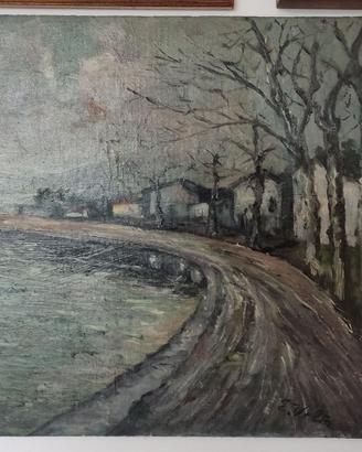 Quadro Olio su Cartone Enzo Volta  Lago d'Idro