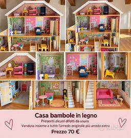 Casa bambole grande con arredi