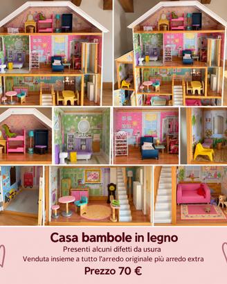 Casa bambole grande con arredi
