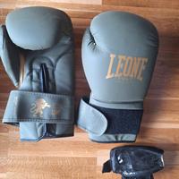 guanti boxe NUOVI Leone 16oz + fasce mani e polsi