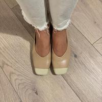 Scarpe ballerine rosa di pelle